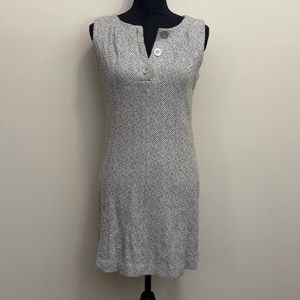Michael Kors Gray Tweed Textured Knit Womens S Henley Button Herringbone Career‎